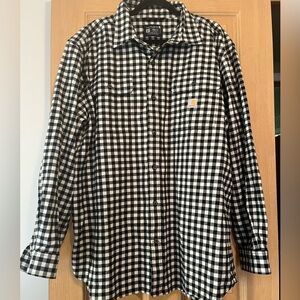 Carhartt Men's Loose Fit Plaid Flannel Shirt Black/White Size: XL